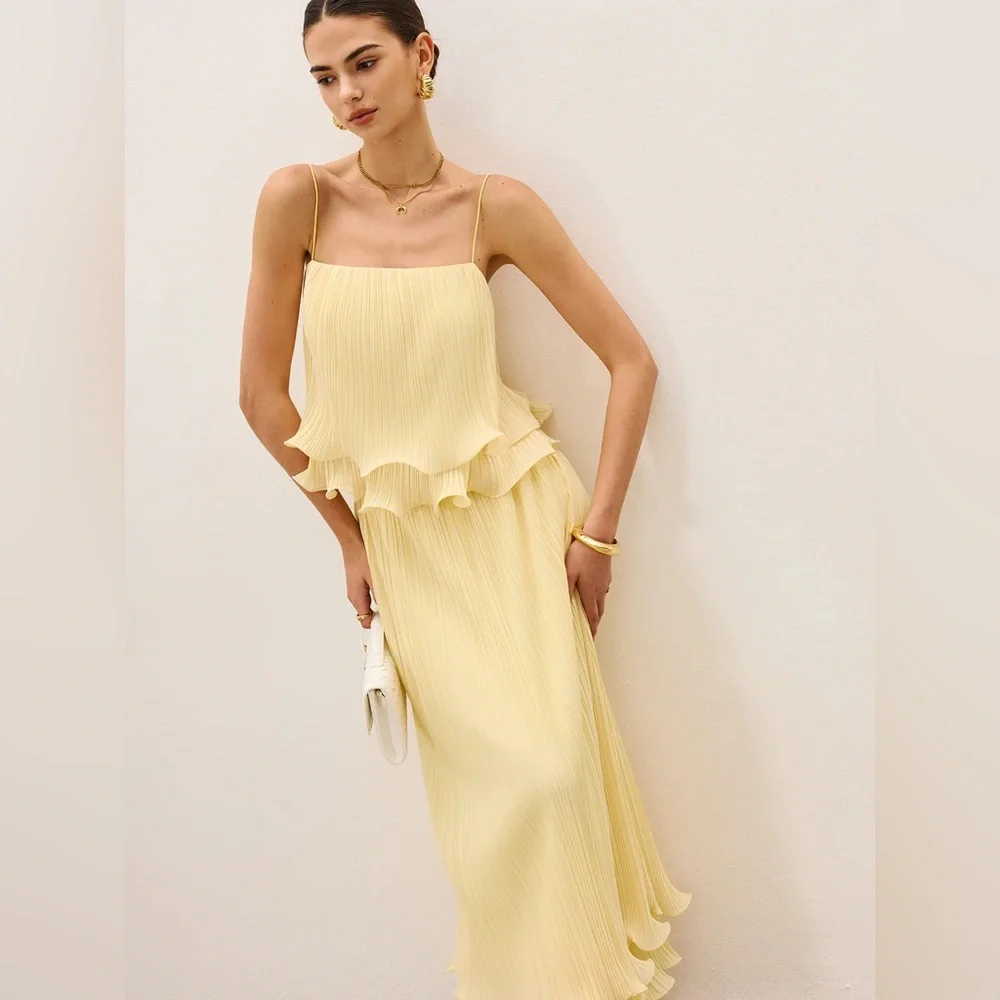 Commense Pleated Layered Ruffle Skirt Set - Picture 2 of 13